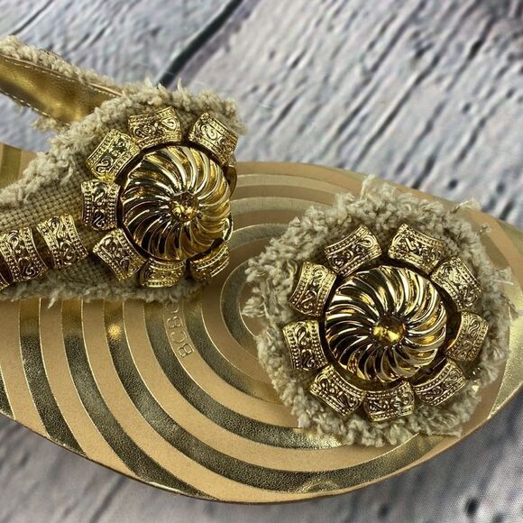 BCBGeneration Sandals Metallic‎ Gold and Tan Sandals Women's Size 8 - Picture 12 of 14